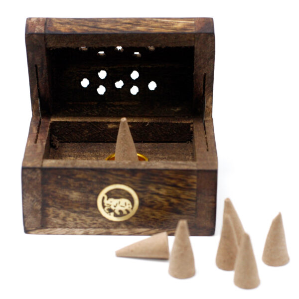 Mini Incense Cone Smoke Box - Mango Wood