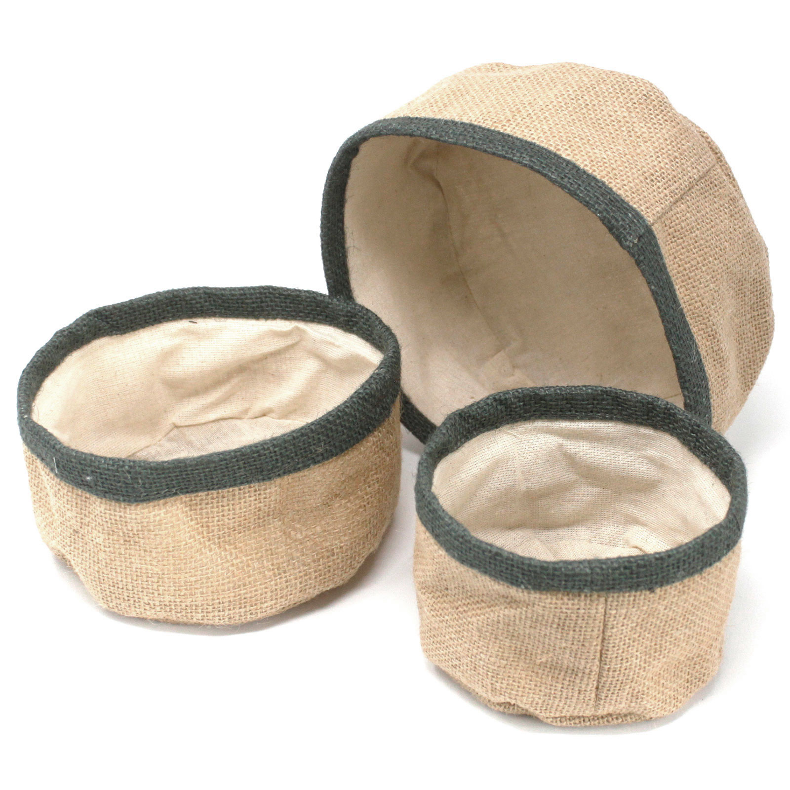 Conjunto de 3 cestas de yute natural - Carbón