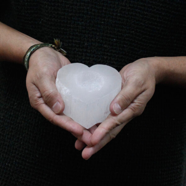 Candelero Selenite corazón