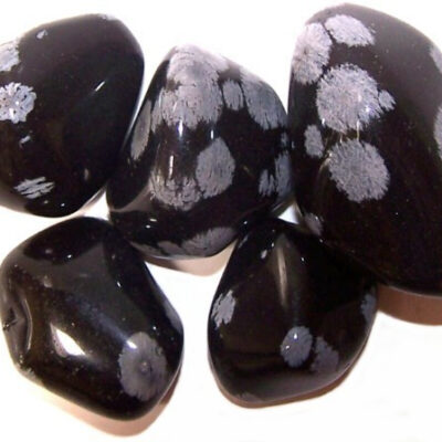 24 x L Tumble Stones - Obsidiana Copo de Nieve