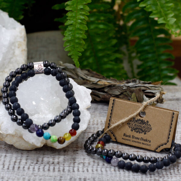 Pulsera de Piedras Preciosas Magnéticas - Chakra Piedra Negra