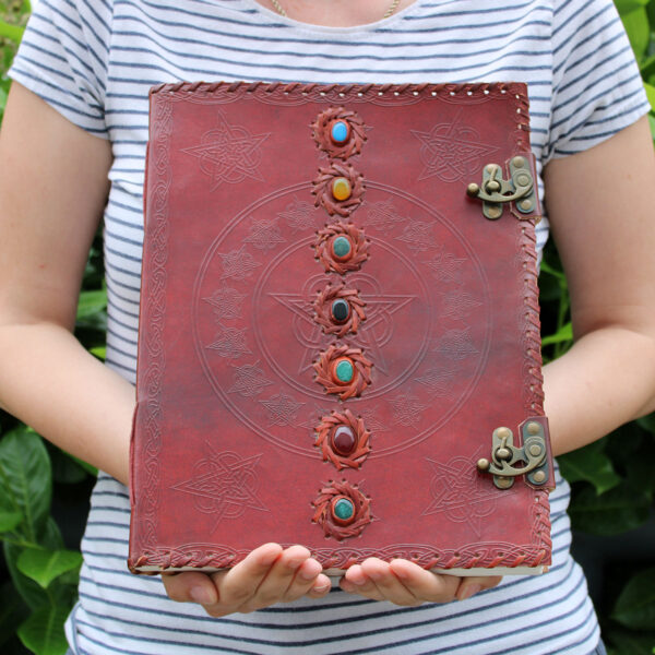 Huge 7 Chakra Leather Book - 10x13 (200 pages)