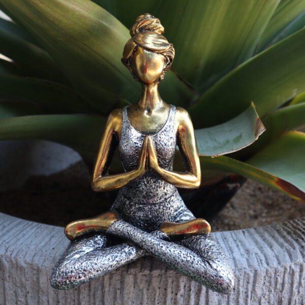 Yoga Lady Figure -  Bronze & Silver 24cm