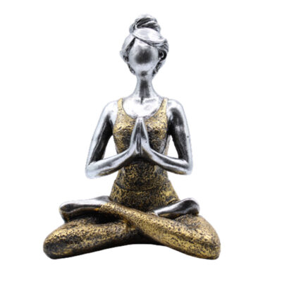 Yoga Lady Figure - Silver & Gold 24cm