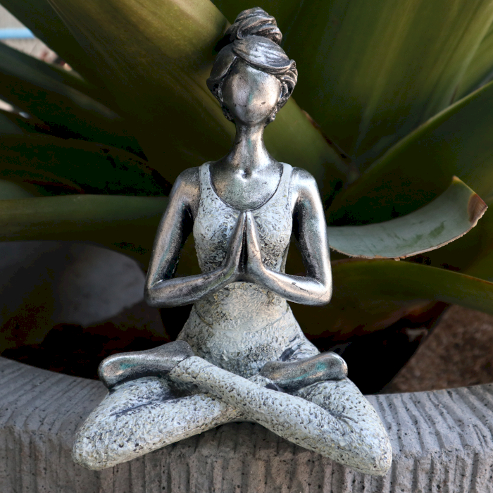 Yoga Lady Figure - Silver & White 24cm