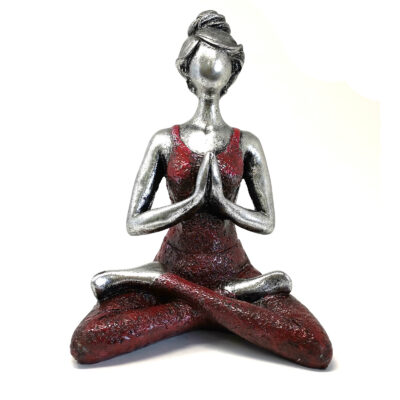 Yoga Lady Figure - Silver & Bordeaux 24cm