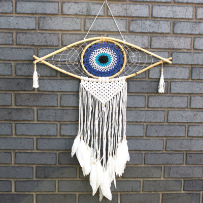 Atrapasueños - Lrg Macramé Mal de Ojo Azul / Blanco / Negro