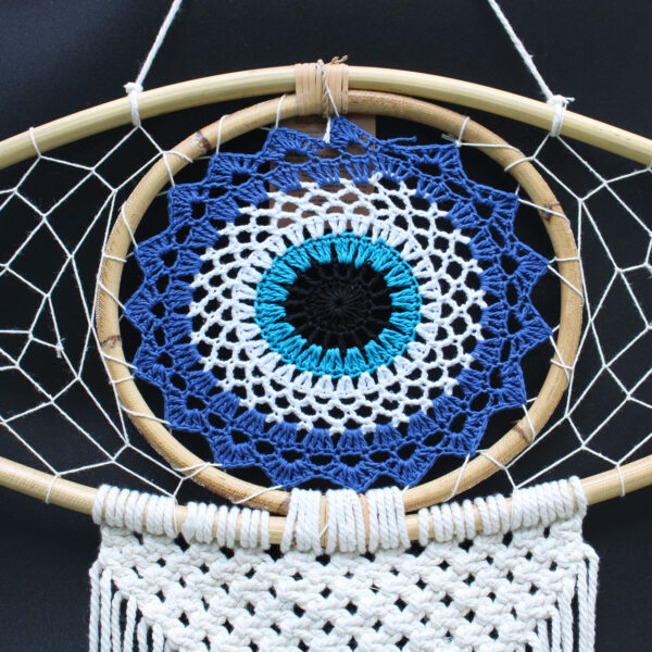 Atrapasueños - Lrg Macramé Mal de Ojo Azul / Blanco / Negro