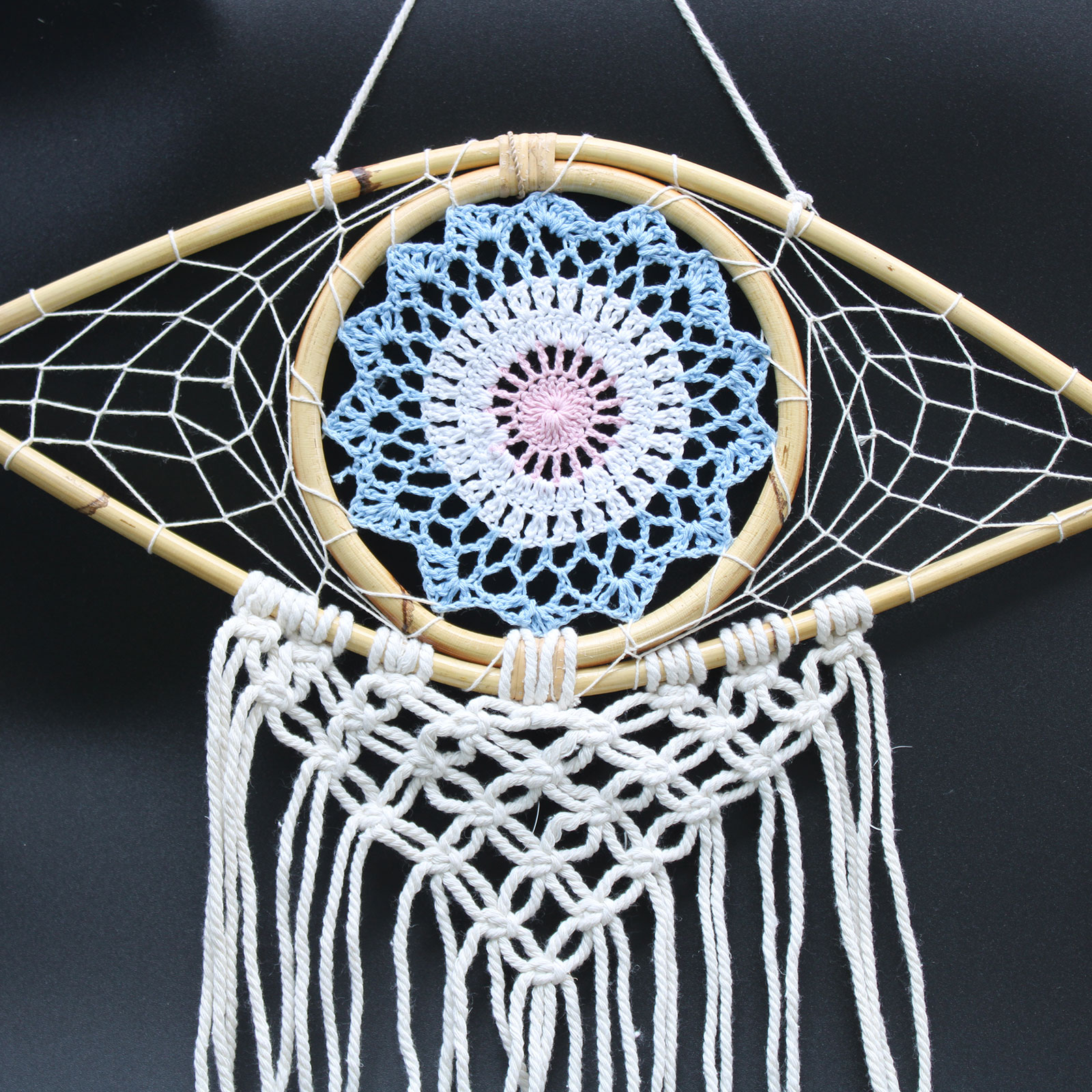 Atrapasueños - Med Macramé Eye Azul / Blanco / Rosa