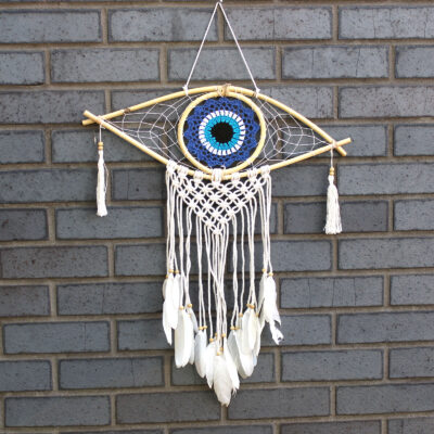 Atrapasueños - Med Macramé Evil Eye Azul / Blanco / Negro