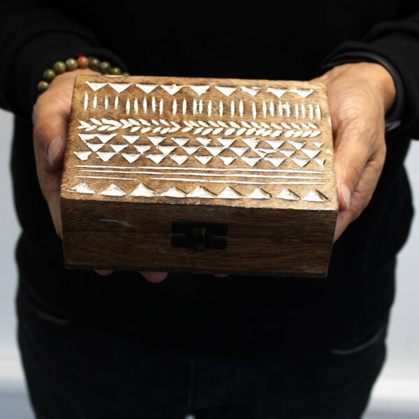 Caja de Madera Blanca - 6x4 Aztec Design