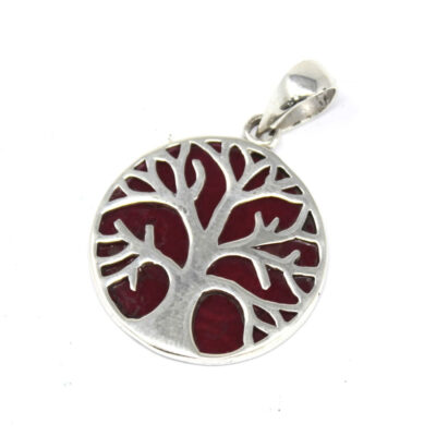 Colgante de Plata Árbol de la Vida 22mm - Efecto Coral