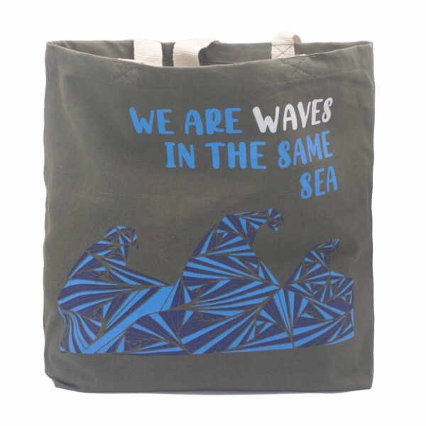 Bolsa de algodón estampada - somos olas  - gris, azul, natural