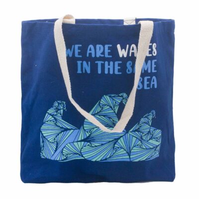 Bolsa de algodón estampada - somos olas - gris, azul, natural