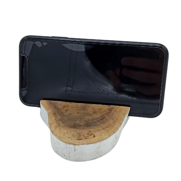 Lrg Gamal Wood Phone Holder - Whitewash