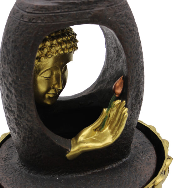 Fuente de agua de sobremesa - 30 cm - Buda dorado y Vitarka Mudra