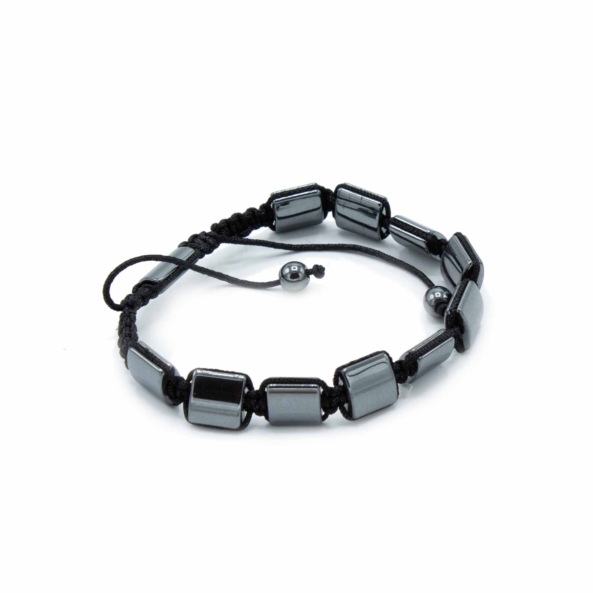 Pulsera Magnética Shamballa de Hematita - Cuboides Dobles