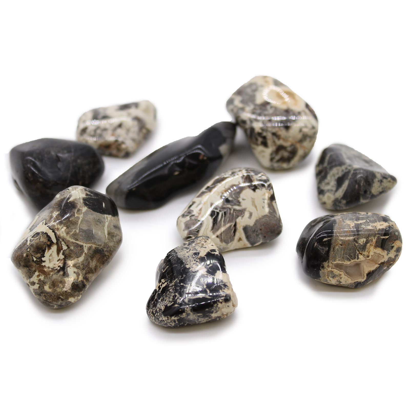 18 x Piedras Naturales XL - Jaspe Plateado