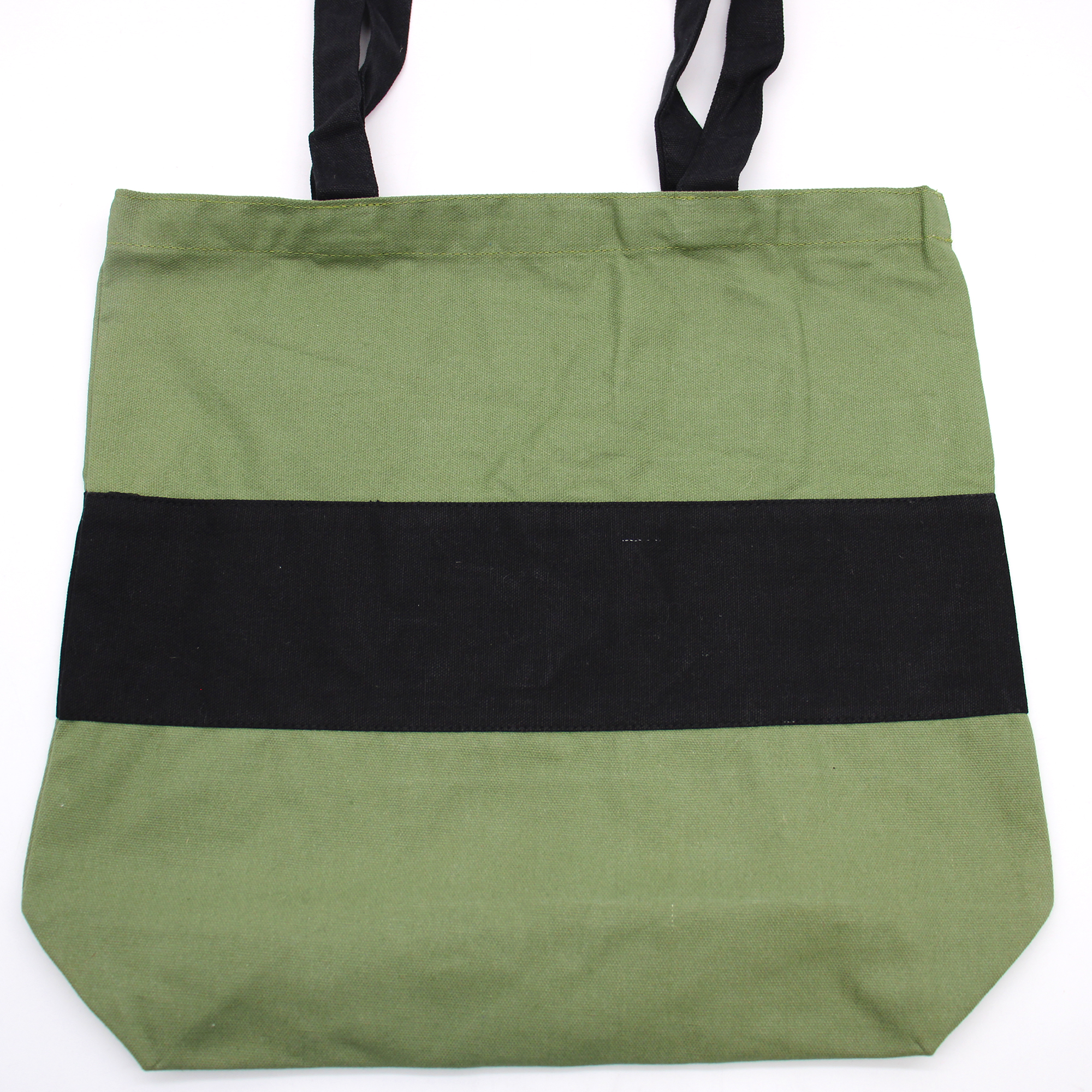 Bolsas de Algodón de Dos Tonos - 38x42x12cm - Verde y Negra - 280g