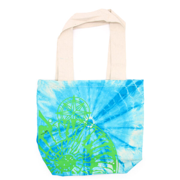 Bolsas de Algodón "Tie Dye" (170g) - 38x42x12cm - Concha Marina - Azul y verde - Asa Verde