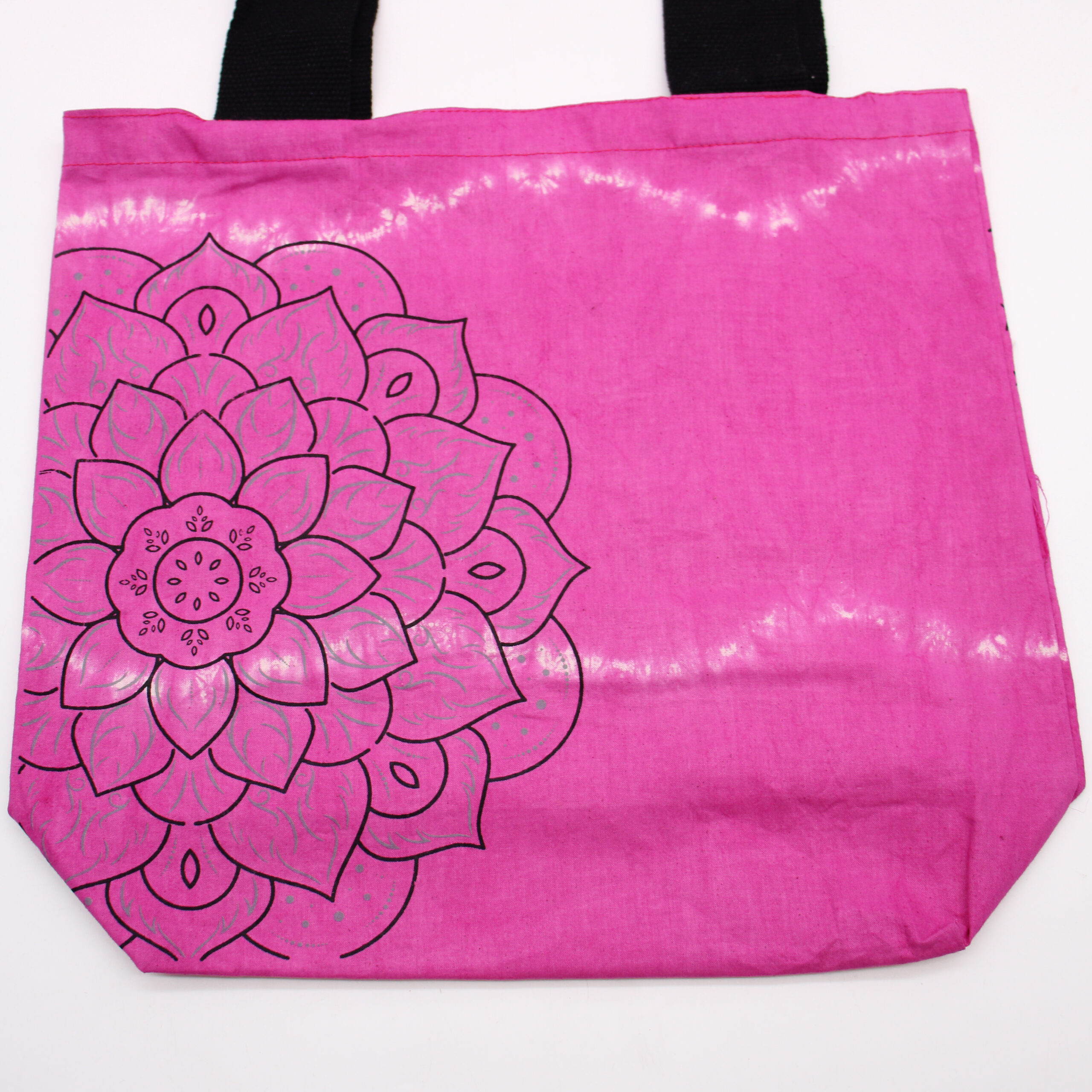 Bolsas de Algodón "Tie Dye" (170g) - 38x42x12cm - Mandala - Magenta - Asa Negra