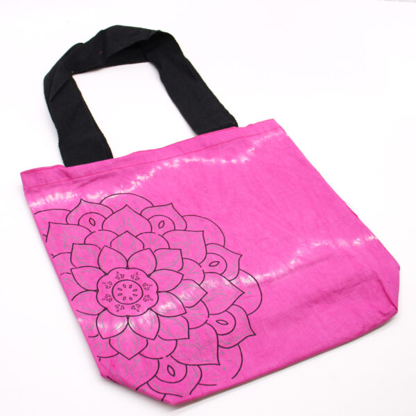 Bolsas de Algodón "Tie Dye" (170g) - 38x42x12cm -  Mandala - Magenta - Asa Negra