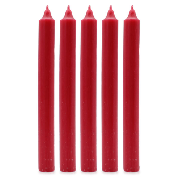 10 x Bulk Solid Colour Dinner Candles - Rustic Red - Pack of 10