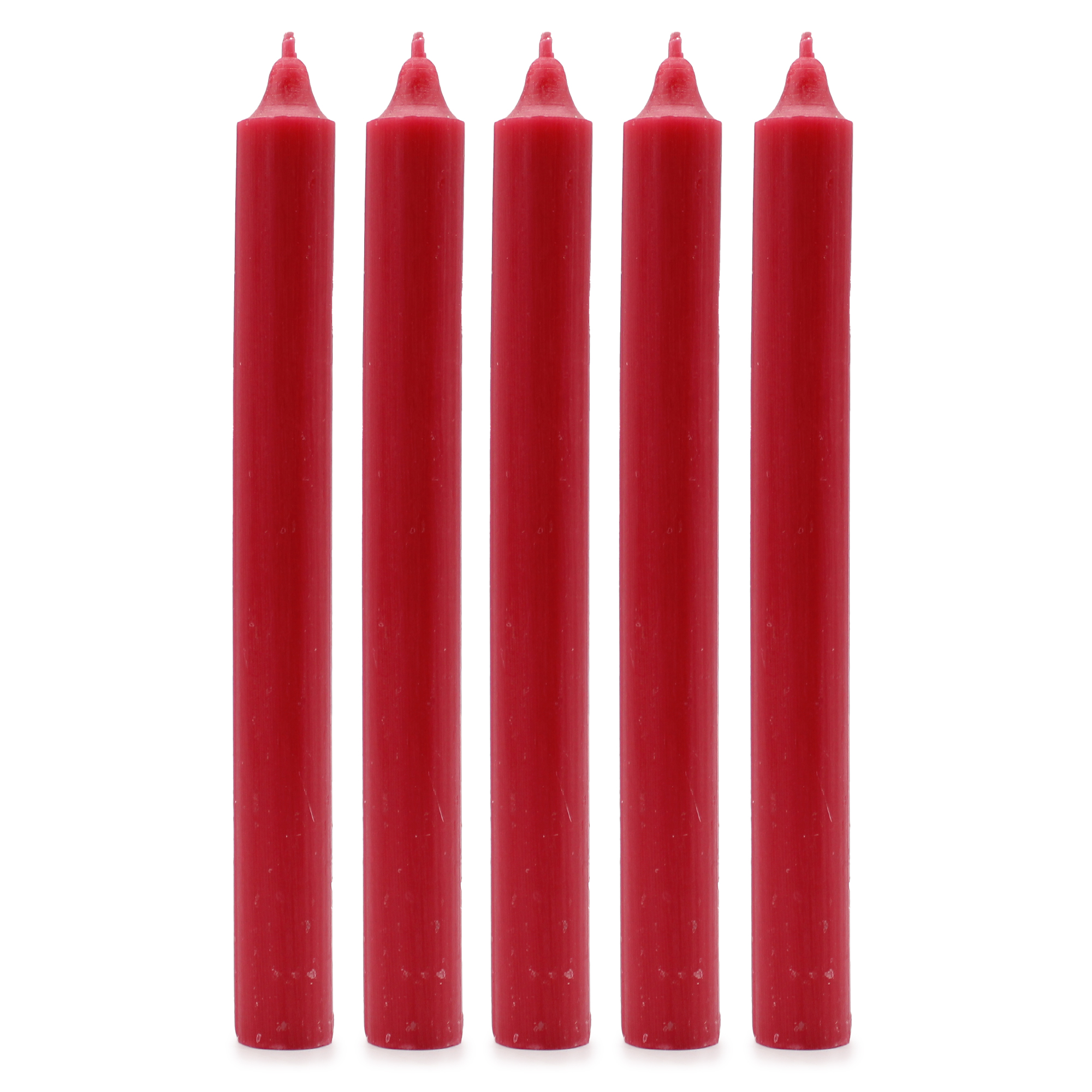 10 x Bulk Solid Colour Dinner Candles - Rustic Red - Pack of 10