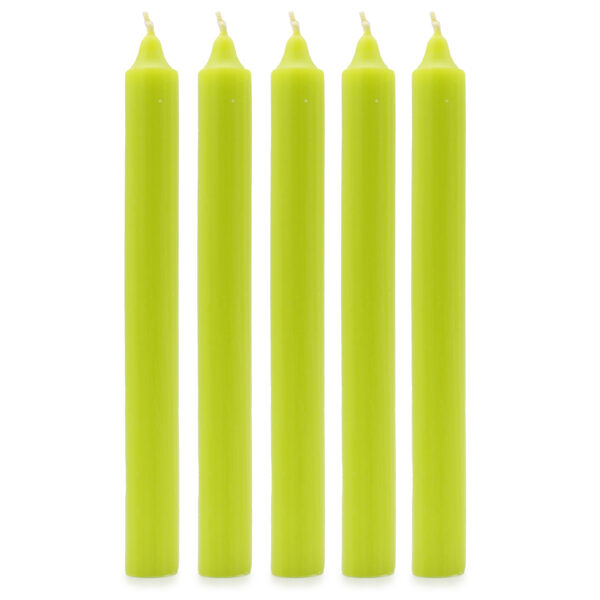 10 x Velas a granel de color sólido - Verde lima rústico - Paquete de 10