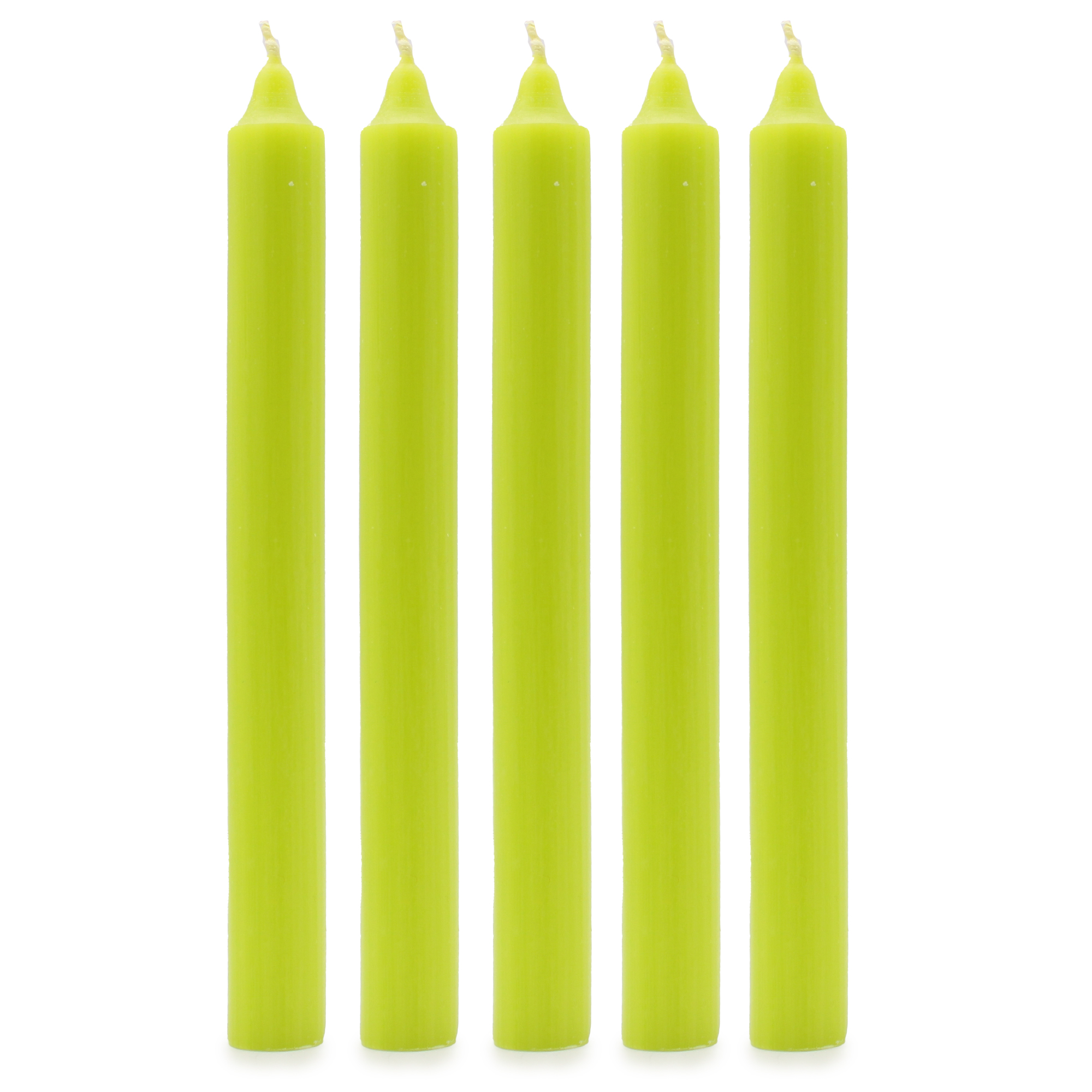 10 x Velas a granel de color sólido - Verde lima rústico - Paquete de 10