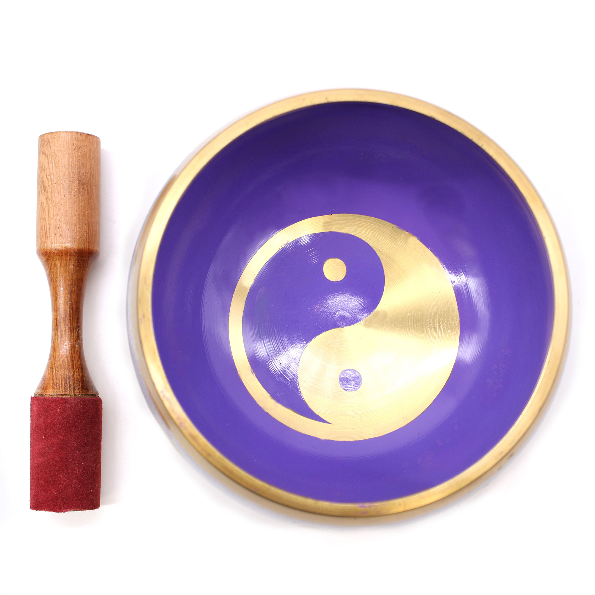 Juego de Cuencos Tibetano Lrg - Yin & Yang - Blanco/Morado 14cm