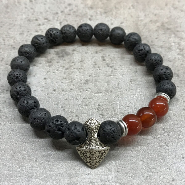 Pulsera de Piedra de Lava - Hacha - Cornalina