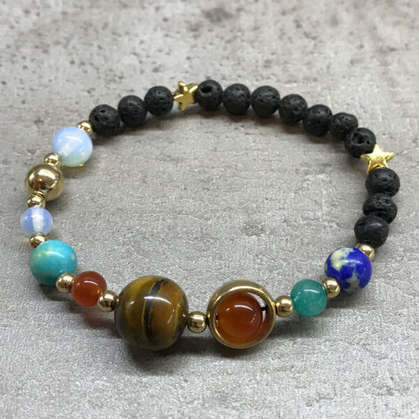 Pulsera de Piedra de Lava - Sistema solar - Oro