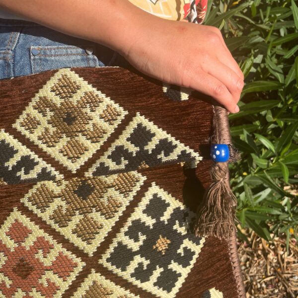 Bolso bandolera de festival Kilim de chocolate