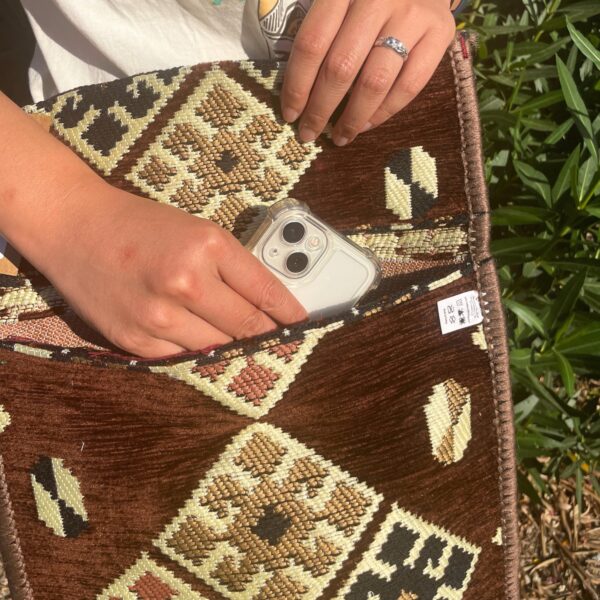 Bolso bandolera de festival Kilim de chocolate