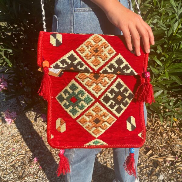 Bolso bandolera rojo Kilim Festival