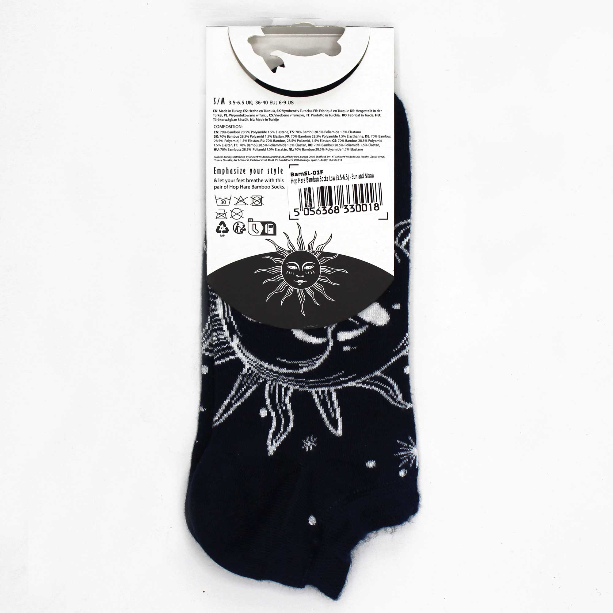 M/L Hop Hare Bamboo Socks Low (41-46) - Sun and Moon 