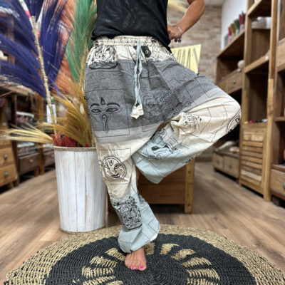 Pantalones de yoga y festival - Estampado Himalayan High Cross en gris