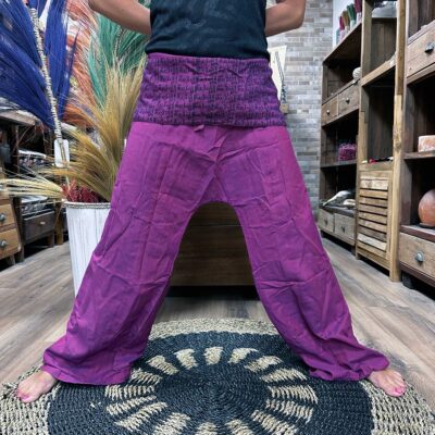 Pantalones de yoga y festivales - Mantra mandala del pescador tailandés en morado