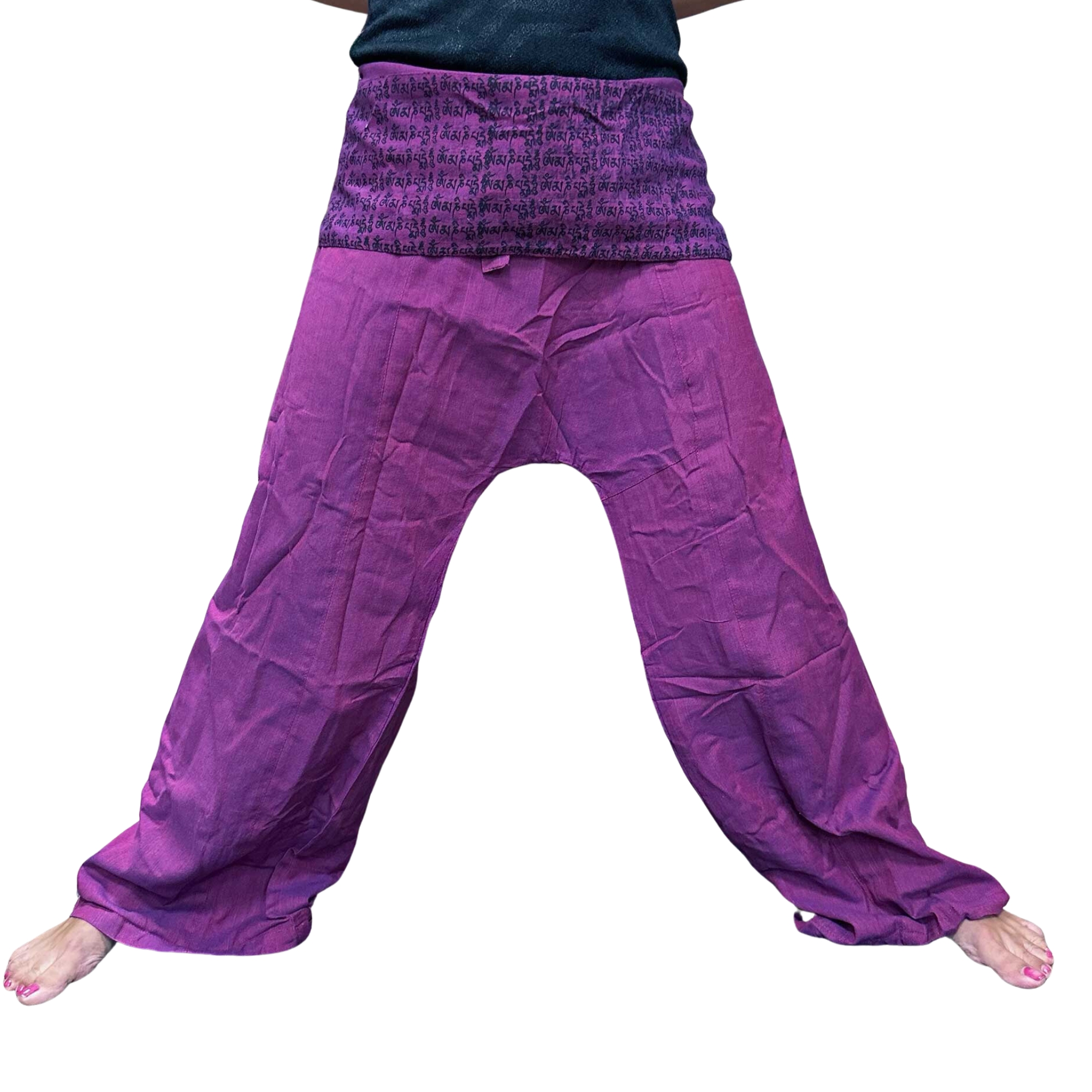 Pantalones de yoga y festivales - Mantra mandala del pescador tailandés en morado