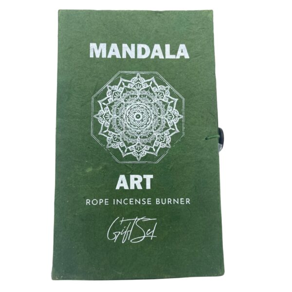 Juego de Incienso de Cuerda y Porta Incienso Plateado - Flor de Mandala