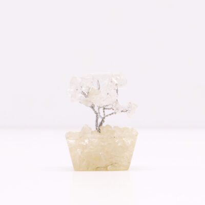 Mini árbol de piedras preciosas sobre base de orgonita - Cuarzo de roca (15 piedras)