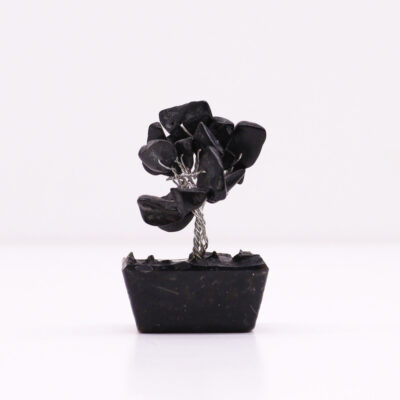 Mini árbol de piedras preciosas sobre base de orgonita - Ágata negra (15 piedras)